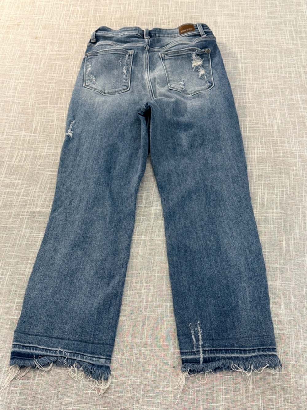 Judy Blue Straight Leg Jeans Women Size 5/27 Distressed Raw Hem Stretch Denim - Picture 4 of 12